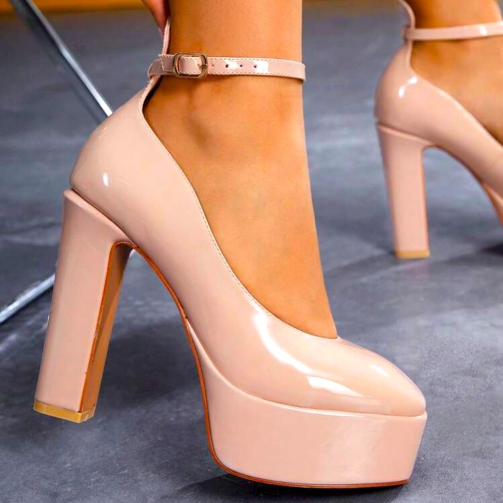 Cuccoo~ Everyday Collection: women’s chunky heeled ankle strap elegant pumps